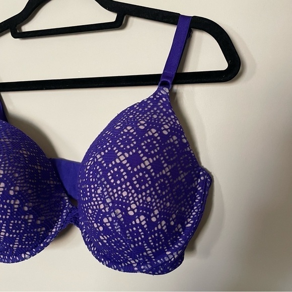 Victoria's Secret Purple and Nude Lace Lined Perfect Coverage Bra - Picture 2 of 10